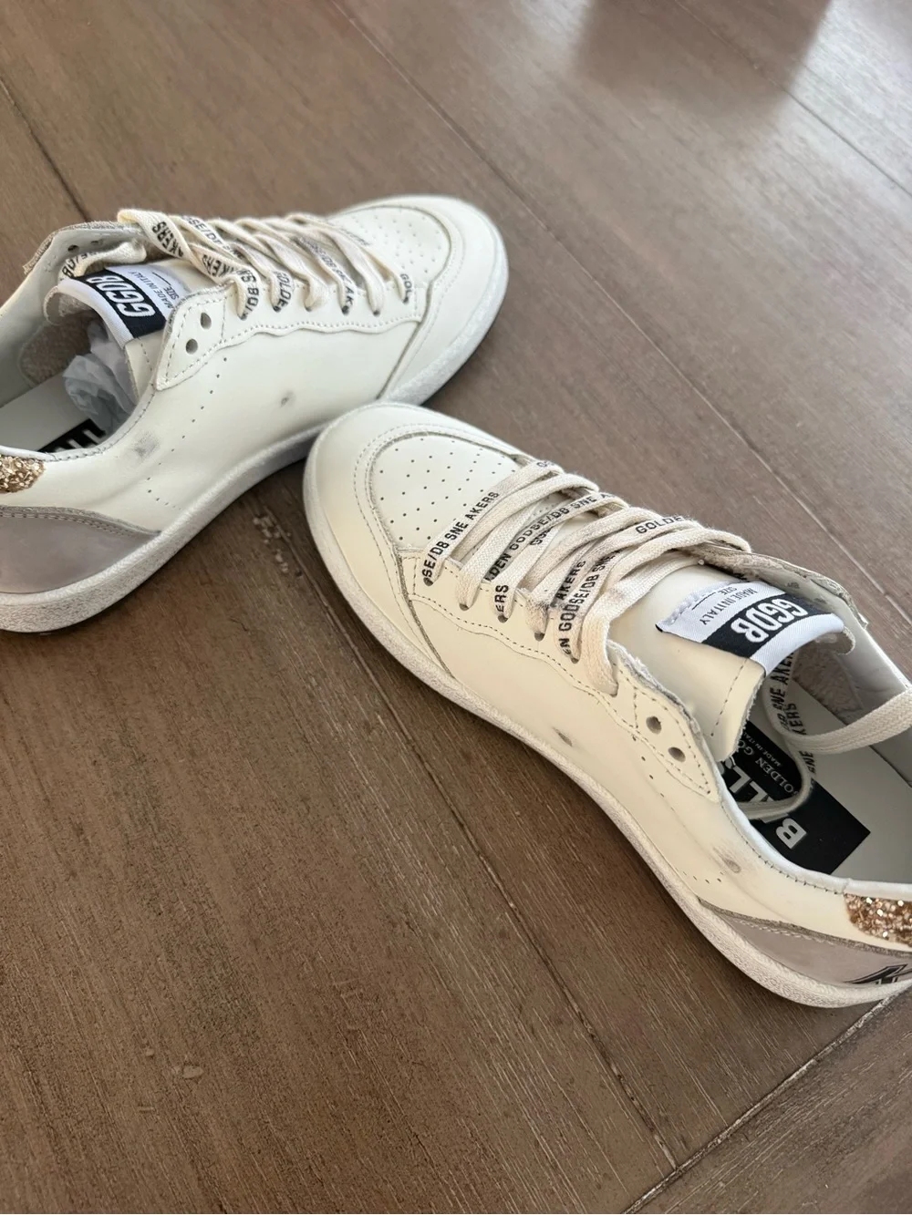 Golden Goose Ball Star Sneakers with Black Star & Gold Heel - Picture 2 of 10
